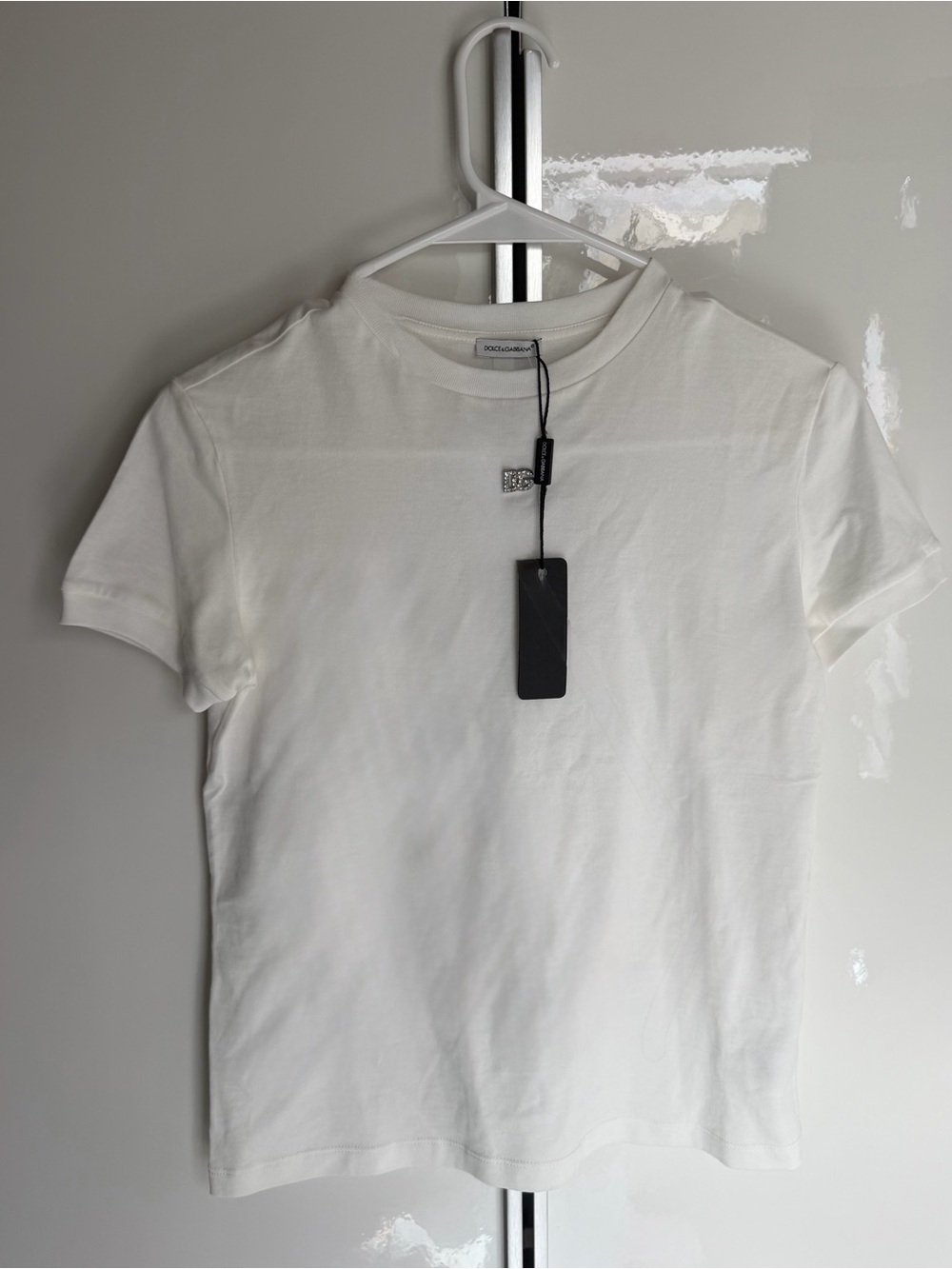 Dolce & Gabbana White Crewneck Tee with Branded Tags